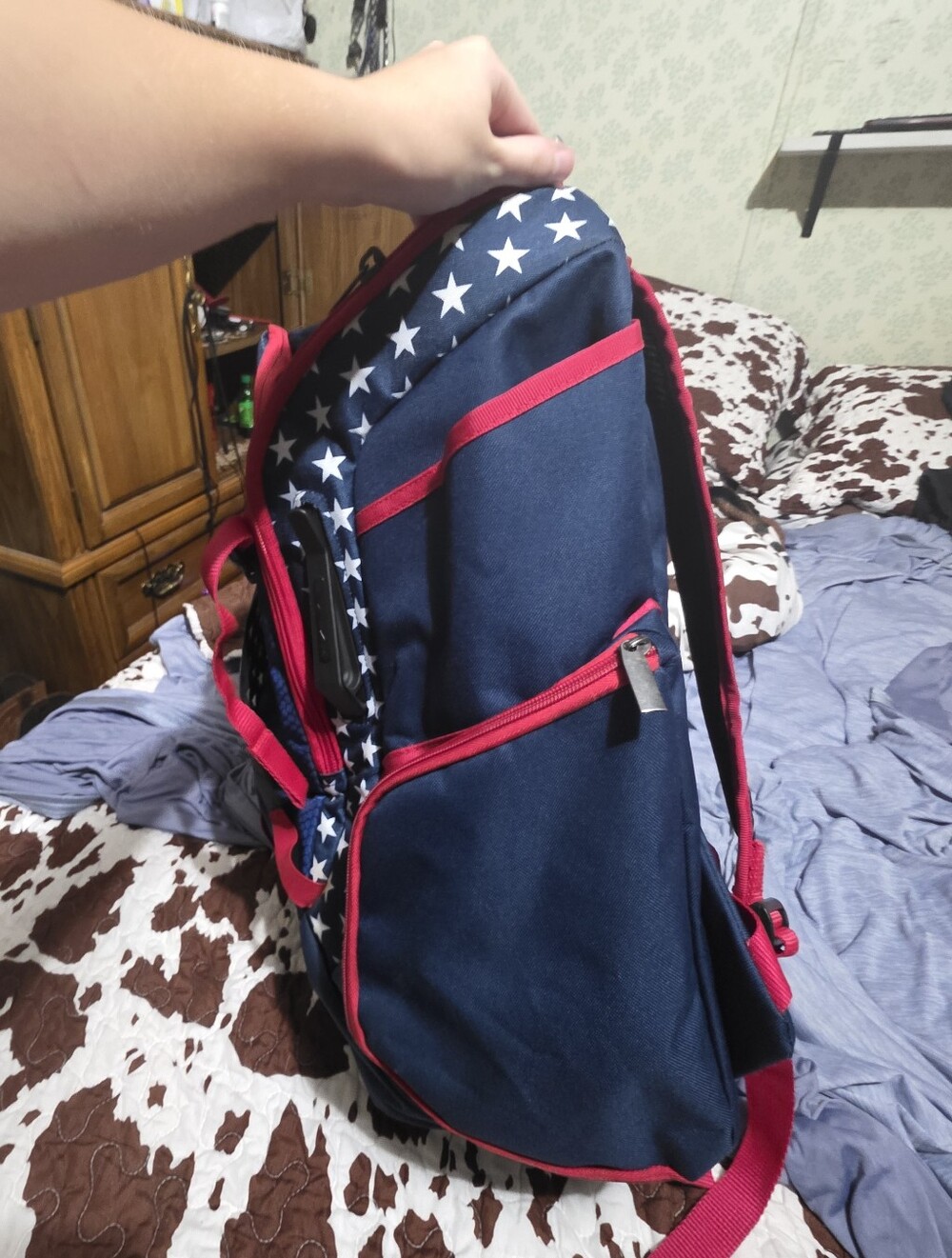 Easton Navy Bat bag with Red Trim and White Star Accents